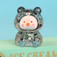 Resin Three-Dimensional Cartoon Glitter Animal Pig Face DIY Ornament Accessories Car Desktop Decoration Keychain Material sku image 5