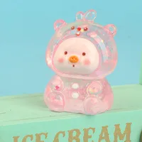 Resin Three-Dimensional Cartoon Glitter Animal Pig Face DIY Ornament Accessories Car Desktop Decoration Keychain Material sku image 9
