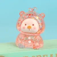Resin Three-Dimensional Cartoon Glitter Animal Pig Face DIY Ornament Accessories Car Desktop Decoration Keychain Material sku image 8