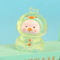 Resin Three-Dimensional Cartoon Glitter Animal Pig Face DIY Ornament Accessories Car Desktop Decoration Keychain Material sku image 4