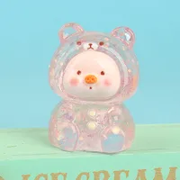 Resin Three-Dimensional Cartoon Glitter Animal Pig Face DIY Ornament Accessories Car Desktop Decoration Keychain Material sku image 3