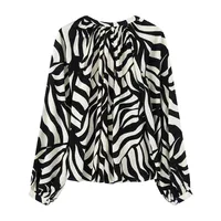Women's Clothing  Hot-Selling Floral-Print Temperament Breathable And Loose French Bishop Sleeves Top sku image 3