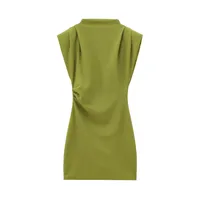 Women's Clothing Hot Sale At   Style Half Turtleneck Solid Color Pleated Belt Padded Shoulder Dress main image 1