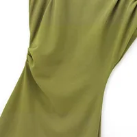 Women's Clothing Hot Sale At   Style Half Turtleneck Solid Color Pleated Belt Padded Shoulder Dress main image 4