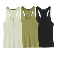 Women's Clothing Ins Internet Hot Three-Color Decorated Row Button Cotton Top main image 1