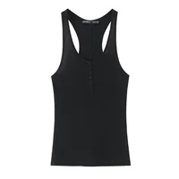 Women's Clothing Ins Internet Hot Three-Color Decorated Row Button Cotton Top main image 2