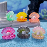Luminous Pearl Shell Resin Crafts Hot Sale Car Desktop Small Pendent Decoration Micro Landscape DIY Accessories main image 4