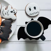 Felt Bat Placemat Halloween Table Mat Black Bat Non-Slip Heat Resistant Tableware Mat Party Dining-Table Decoration Supplies main image 2