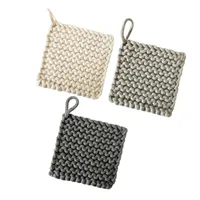New Style Handmade Woven Coaster Plain Cotton String Square Heat Proof Mat Teacup Mat Simple Placemat main image 3