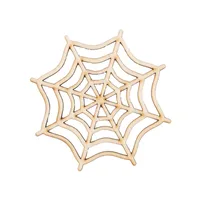 Halloween Ghost Festival Pumpkin Felt Coaster Spider Web Skull Wooden Carved Heat Insulation Decorative Coaster sku image 14