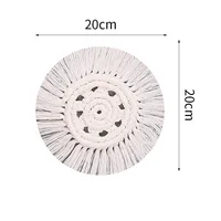 Factory Wholesale Nordic Style Hand-Woven Cotton String Coaster Heat Proof Mat White Tassel Desktop Simple Decorative Pad sku image 1