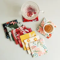 INS Style Cotton Linen Coaster Embroidered Fabric Tea Table Coaster Thickening Heat Insulation Pad Coffee Cup Mat main image 2