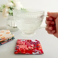 INS Style Cotton Linen Coaster Embroidered Fabric Tea Table Coaster Thickening Heat Insulation Pad Coffee Cup Mat main image 3