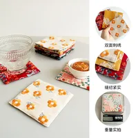 INS Style Cotton Linen Coaster Embroidered Fabric Tea Table Coaster Thickening Heat Insulation Pad Coffee Cup Mat main image 4