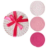 Heat Proof Mat Tableware Set   Placemat Coaster Placemat Ribbon Gift Packaging 3 Pieces American Style sku image 4