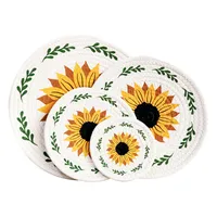 Printed Sunflower Placemat Cotton String Heat Proof Mat Thickened Dining Table Cushion Placemat Coaster main image 5
