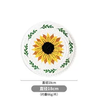 Printed Sunflower Placemat Cotton String Heat Proof Mat Thickened Dining Table Cushion Placemat Coaster sku image 2