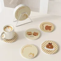 Cartoon Office Coffee Cup Mat Desktop Storage Pad Round Water Cup Mat Diatom Mud Absorbent Pad Quick-Drying Table Top main image 4