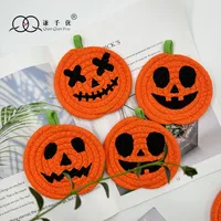 Halloween Pumpkin Cotton String Placemat Expression Coaster Custom Iron Hand-Woven Pumpkin Decoration Ornaments main image 1