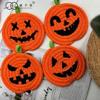 Halloween Pumpkin Cotton String Placemat Expression Coaster Custom Iron Hand-Woven Pumpkin Decoration Ornaments main image 2
