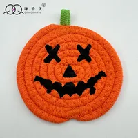 Halloween Pumpkin Cotton String Placemat Expression Coaster Custom Iron Hand-Woven Pumpkin Decoration Ornaments sku image 6
