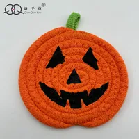 Halloween Pumpkin Cotton String Placemat Expression Coaster Custom Iron Hand-Woven Pumpkin Decoration Ornaments sku image 5