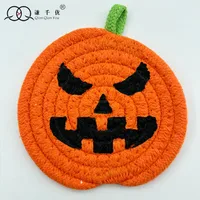 Halloween Pumpkin Cotton String Placemat Expression Coaster Custom Iron Hand-Woven Pumpkin Decoration Ornaments sku image 8