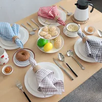 Fabric Napkin Factory In Stock Kitchen Napkin Wholesale Household Plaid Napkin Cotton Square Napkin Cloth Tea Towel main image 1