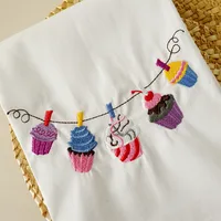 Embroidered Napkin Home Fabric Embroidered Tea Towel Baking Food Western Food Background Fabric White Napkin Dinner Plate sku image 1