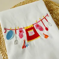 Embroidered Napkin Home Fabric Embroidered Tea Towel Baking Food Western Food Background Fabric White Napkin Dinner Plate sku image 3