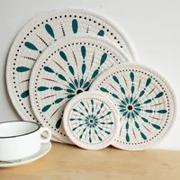 Printing Heat Proof Mat In Stock Sale New Printing Cotton String Heat Proof Mat Placemat Plate Mat Coaster main image 2