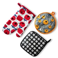 Microwave Oven Gloves Nordic Style Cotton Fabrics Printing Baking Insulation Gloves Heat Proof Mat Oven Gloves main image 4