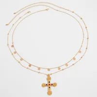 Ornament Inlaid Colorful Crystals Cross Bow Pendant Waist Chain Fashion Sexy Hot Girl Female Body Chains sku image 1