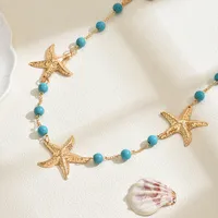 Hot Selling Ocean Style Metal Starfish Waist Chain Female Fashion Special-Interest Green Turquoise Adjustable Body Chains Ornament main image 2
