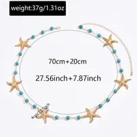 Hot Selling Ocean Style Metal Starfish Waist Chain Female Fashion Special-Interest Green Turquoise Adjustable Body Chains Ornament main image 4