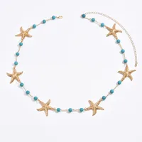 Hot Selling Ocean Style Metal Starfish Waist Chain Female Fashion Special-Interest Green Turquoise Adjustable Body Chains Ornament main image 5