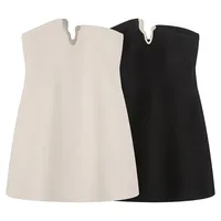Sexy Shoulder Bared Gown Diamond Design Fashionable Summer New Arrival Women's Dress High Waist A-Line Skirt Knee-Length V-Neck main image 1