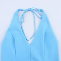 Fashionable Sexy Backless Wave Wide Hem Dress Myst&Za Women's Summer New Arrival V-neck Sleeveless High Waist A-line Dress main image 2