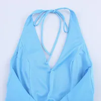 Fashionable Sexy Backless Wave Wide Hem Dress Myst&Za Women's Summer New Arrival V-neck Sleeveless High Waist A-line Dress main image 4