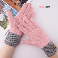 New Knitted Touch Screen Gloves Women's Korean Style Winter Stall Velvet Thickened Cold-proof Fawn Wool Warm Gloves sku image 2
