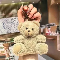 Cute Cartoon Bear Plush Keychain Couple Backpack Doll Car Keychain Toy Soft Cuddly Stuffed Animals Wedding Graduation Birthday sku image 2