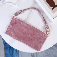 Silver Black Gold Pu Leather Solid Color Rhinestone Square Evening Bags sku image 12