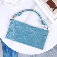 Silver Black Gold Pu Leather Solid Color Rhinestone Square Evening Bags sku image 8