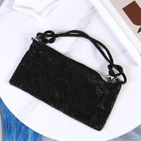 Silver Black Gold Pu Leather Solid Color Rhinestone Square Evening Bags sku image 9
