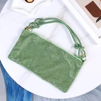 Silver Black Gold Pu Leather Solid Color Rhinestone Square Evening Bags sku image 7