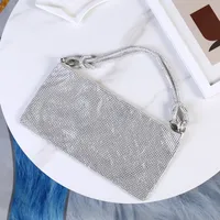 Silver Black Gold Pu Leather Solid Color Rhinestone Square Evening Bags sku image 1
