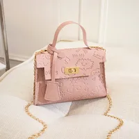 Women's Small Pu Leather Cartoon Cute Square Lock Clasp Crossbody Bag sku image 4