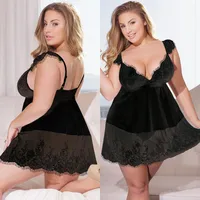 Sexy Deep V Plus Size Fat Mm Lace Strap Dress Sexy Lingerie main image 4