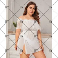 Sexy Lingerie New Large Size Sexy One-shoulder Dress Gauze Perspective Oversized Temptation Siamese Nightdress Wholesale Nihaowholesale main image 3
