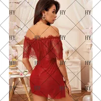 Sexy Lingerie New Large Size Sexy One-shoulder Dress Gauze Perspective Oversized Temptation Siamese Nightdress Wholesale Nihaowholesale main image 5